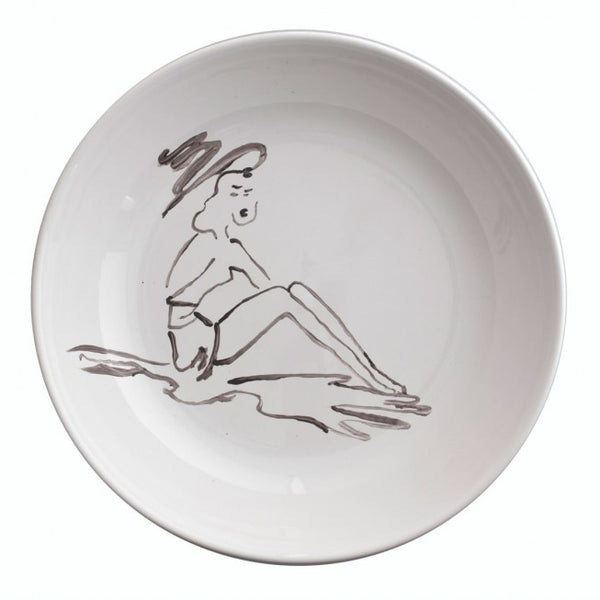 Porcelain bowl "beach mermaid black and white"